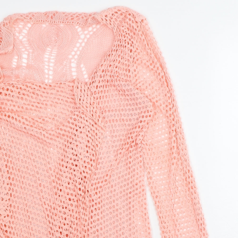 Preworn Womens Pink Round Neck Viscose Cardigan Jumper Size S