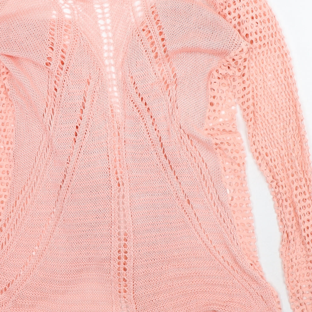 Preworn Womens Pink Round Neck Viscose Cardigan Jumper Size S