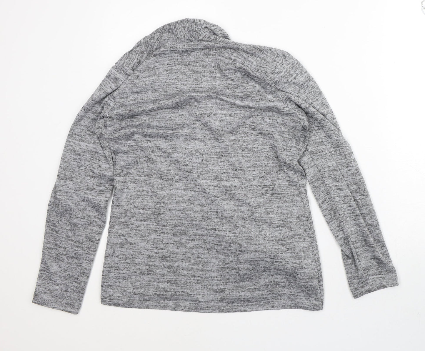 Mr Max Womens Grey Round Neck Geometric Polyester Cardigan Jumper Size S
