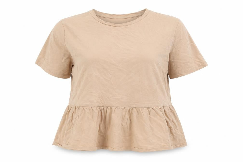 Pep & Co Womens Beige 100% Cotton Jersey T-Shirt Size 16 Round Neck