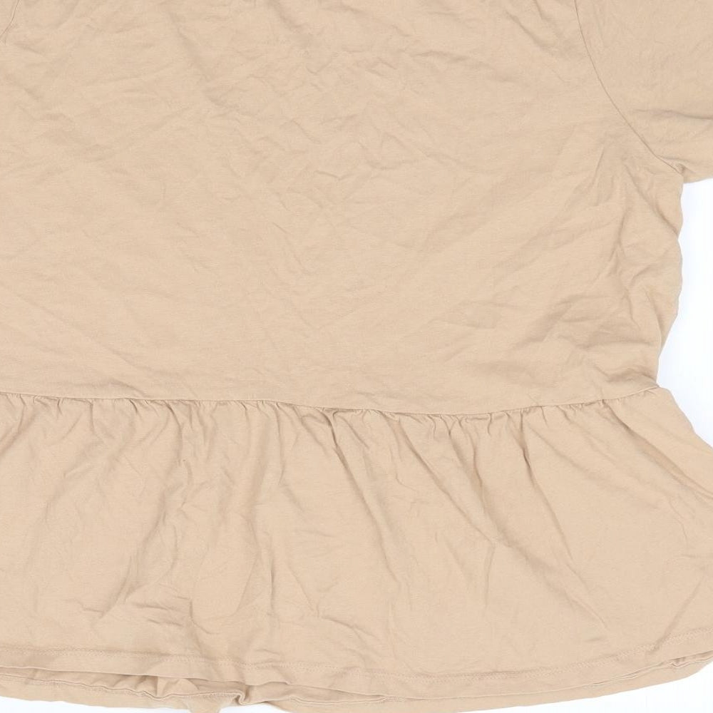 Pep & Co Womens Beige 100% Cotton Jersey T-Shirt Size 16 Round Neck