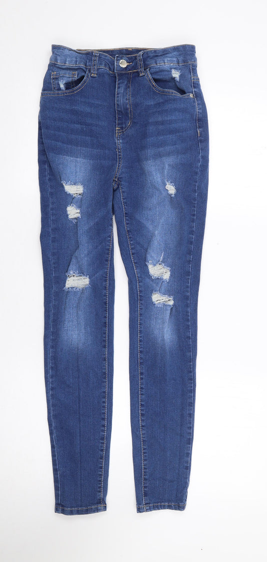 SheIn Womens Blue Cotton Skinny Jeans Size 6 L29 in Regular Zip