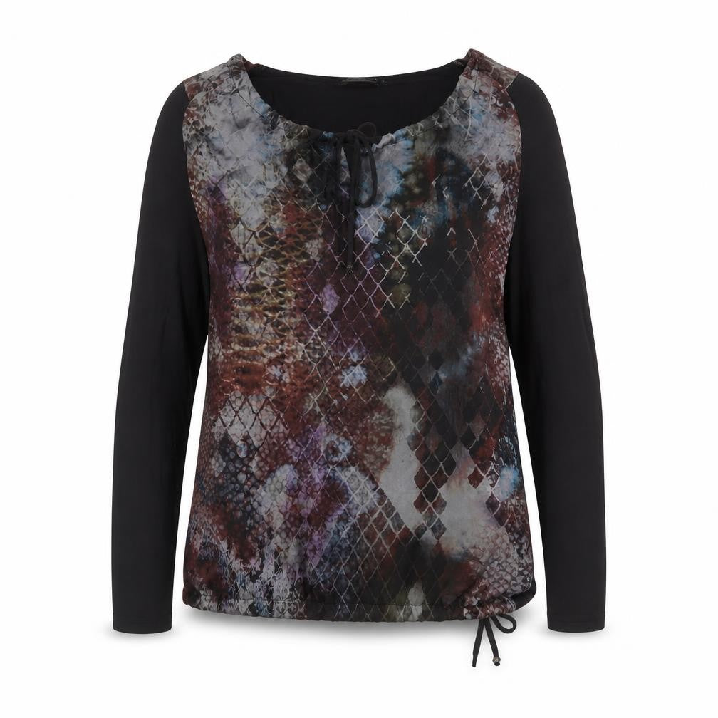 Geisha Womens Multicoloured Geometric Polyester Jersey Blouse Size S Scoop Neck