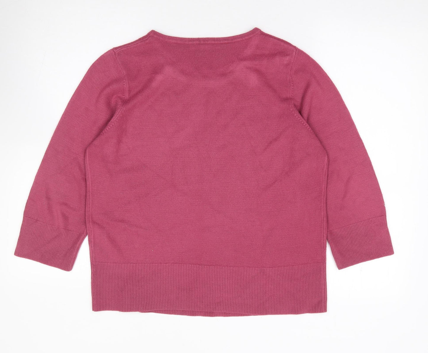 Preworn Womens Pink Round Neck Acrylic Pullover Jumper Size L