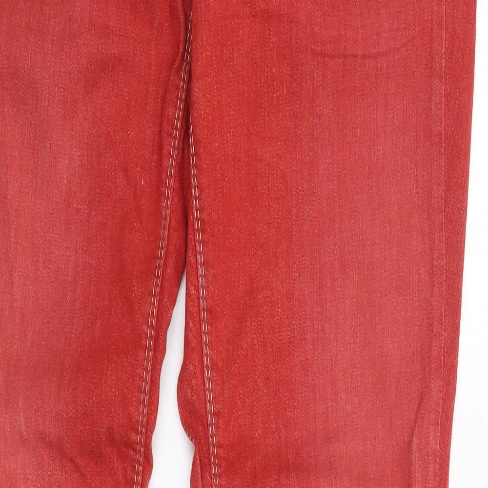 Benetton Jeans Womens Red Cotton Skinny Jeans Size 32 L32 in Regular Zip