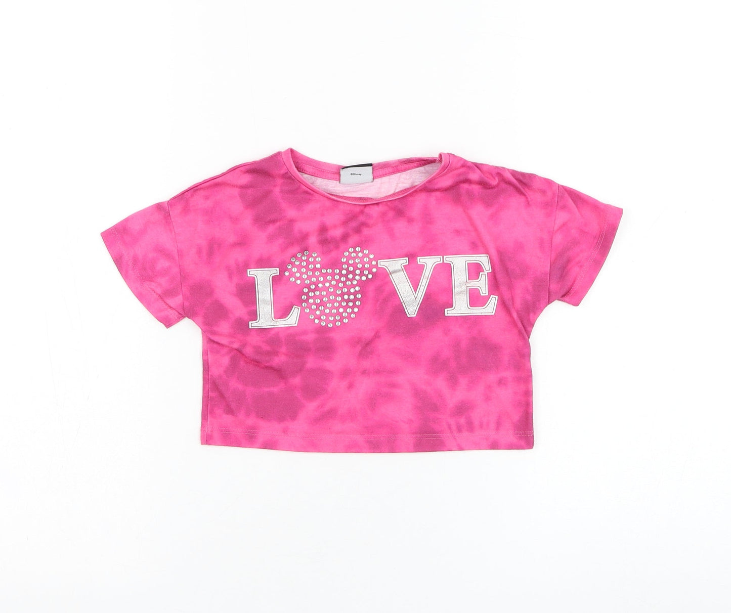 Matalan Girls Pink Polyester Basic T-Shirt Size 4 Years Round Neck Pullover - Minnie Mouse