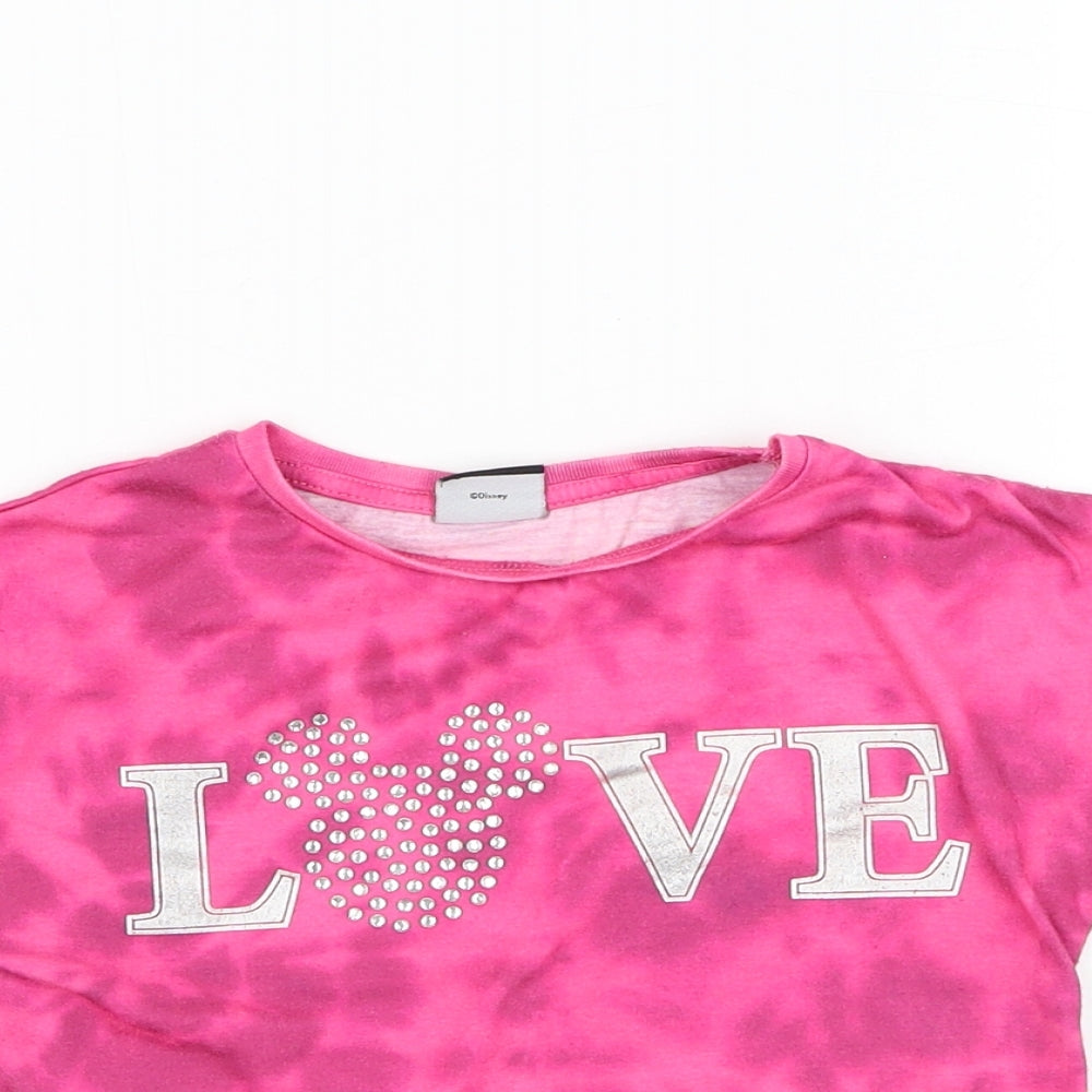 Matalan Girls Pink Polyester Basic T-Shirt Size 4 Years Round Neck Pullover - Minnie Mouse