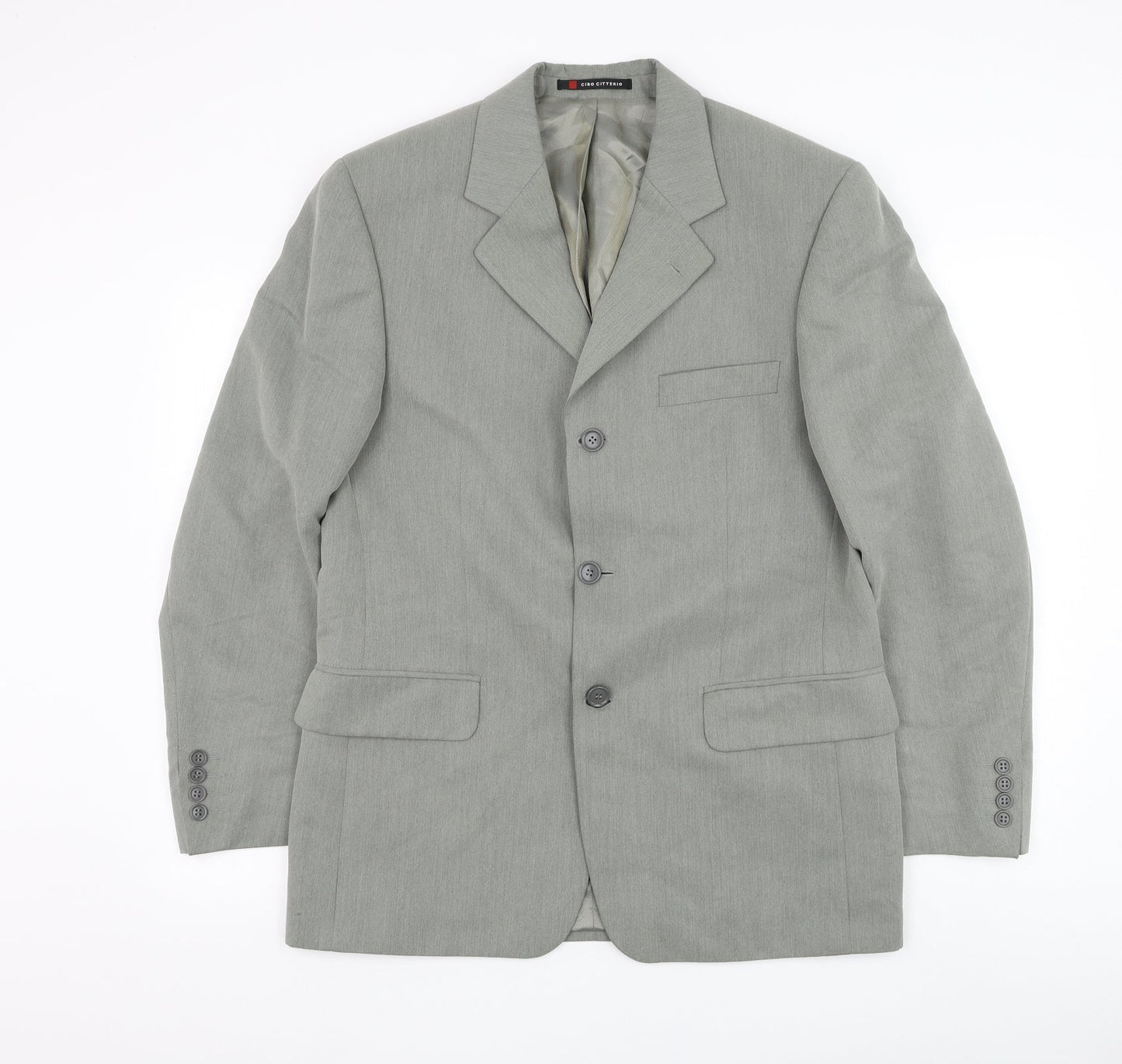 Ciro Citterio Mens Grey Polyester Jacket Suit Jacket Size 36