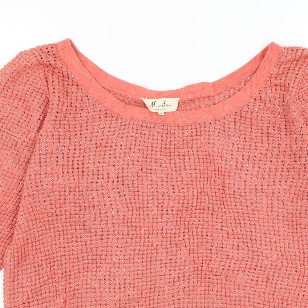Marie Sixtine Womens Red Round Neck Cotton Pullover Jumper Size S