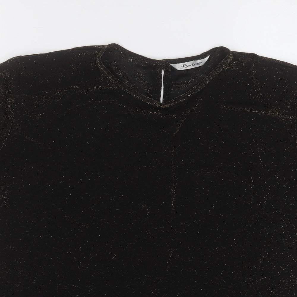 Berkertex Womens Black Nylon Basic T-Shirt Size 12 Round Neck