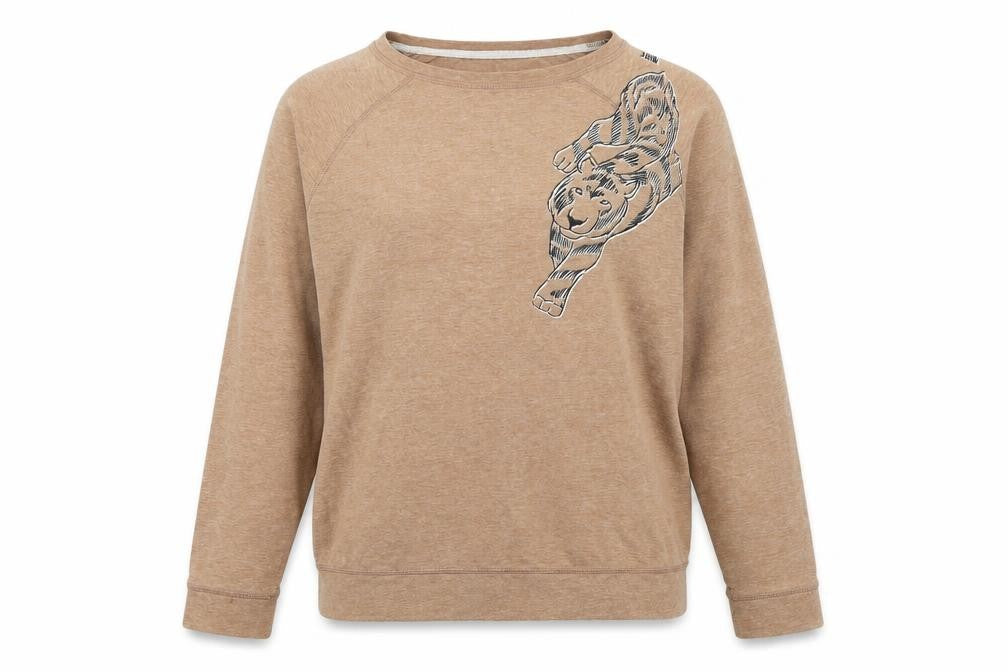 Marks and Spencer Womens Brown Round Neck Cotton Pullover Jumper Size 12 - Tiger