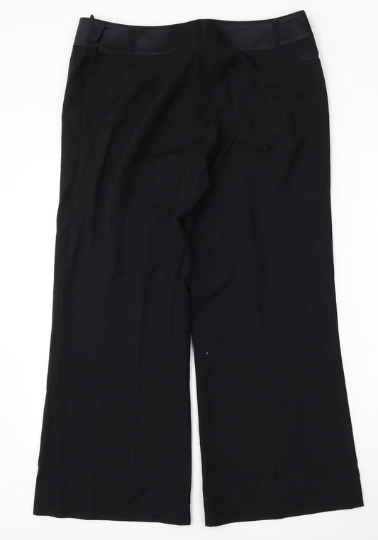 Marks and Spencer Womens Black Polyester Trousers Size 16 L27 in Regular