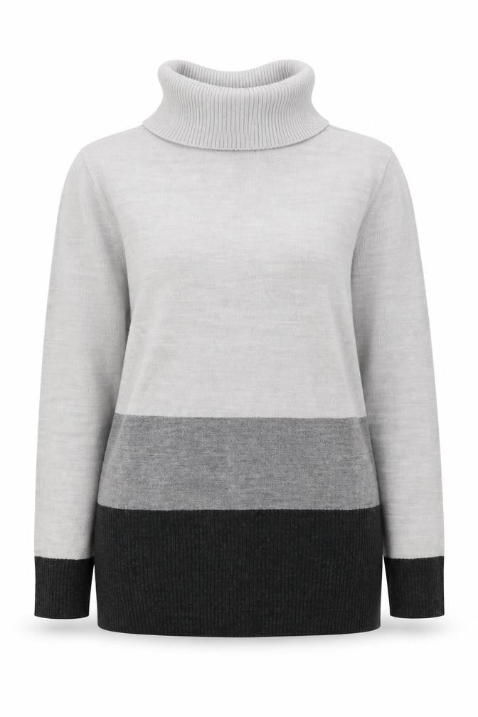 Marks and Spencer Womens Multicoloured Roll Neck Striped Acrylic Pullover Jumper Size 14