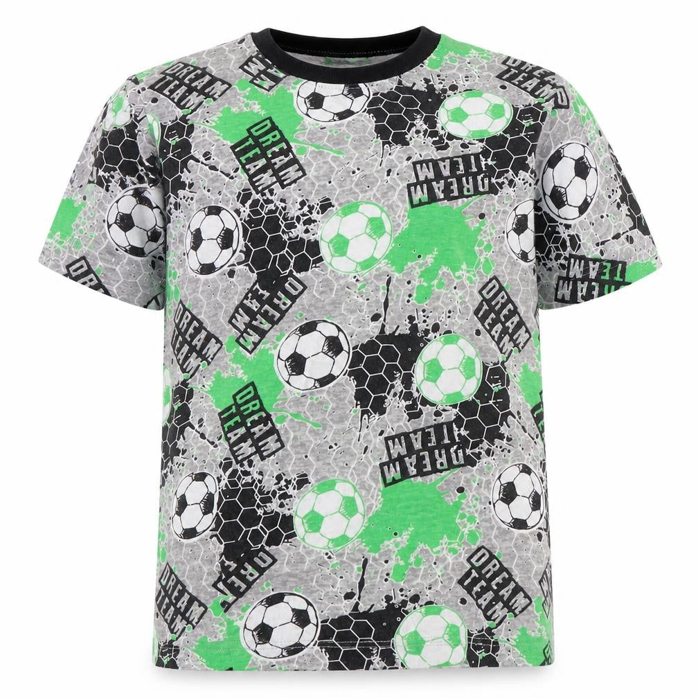 Kids Boys Multicoloured Geometric Cotton Basic T-Shirt Size 9-10 Years Round Neck - football
