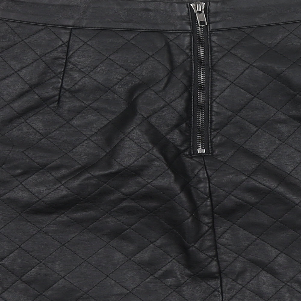 By Very Womens Black Polyurethane Mini Skirt Size 10