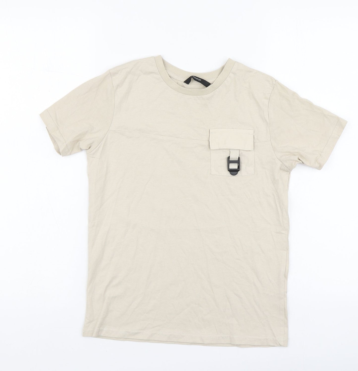 George Boys Beige Cotton Basic Polo Size 9-10 Years Round Neck