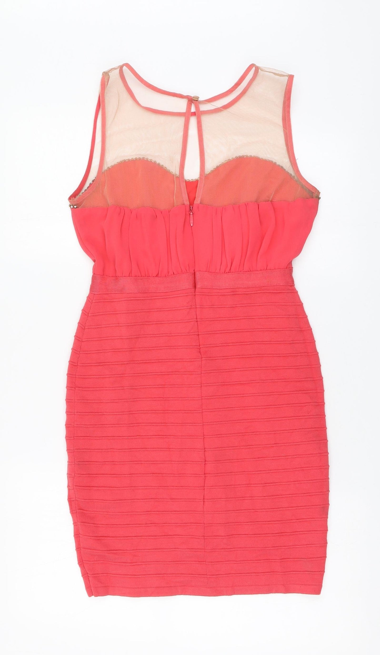 WOW Couture Womens Pink Polyester A-Line Size L Round Neck