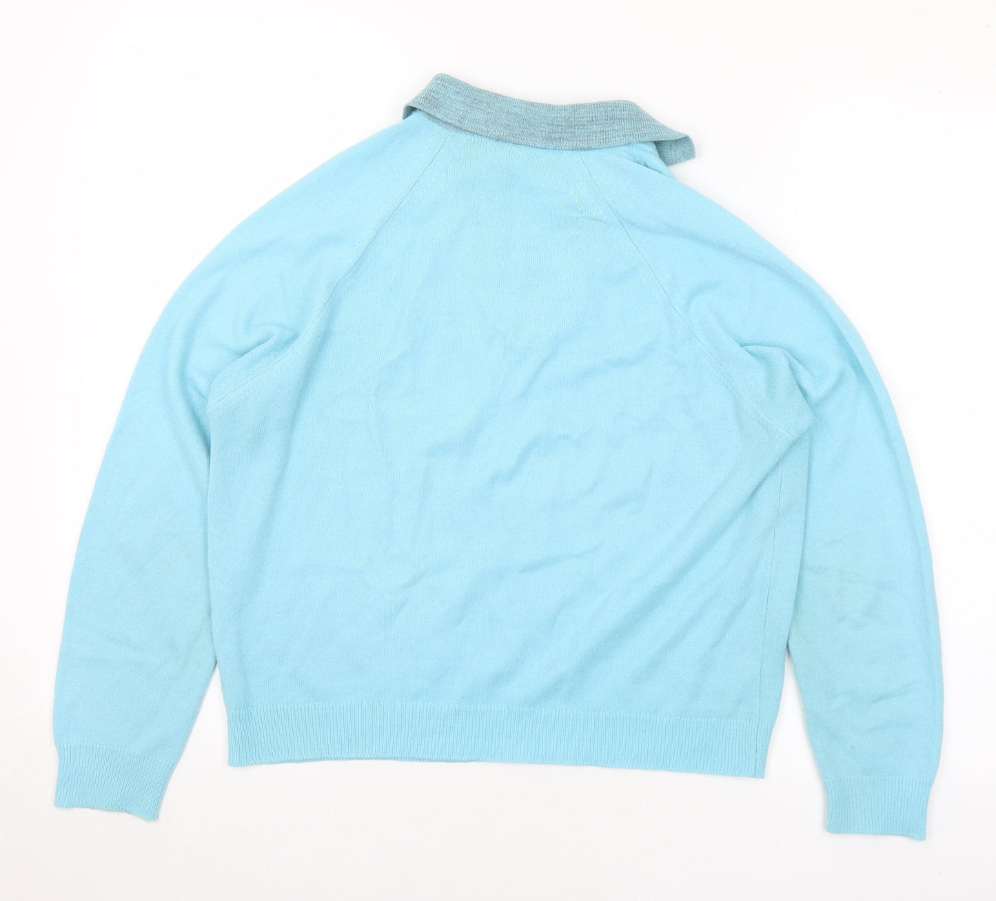 Preworn Womens Blue Collared Acrylic Pullover Jumper Size M