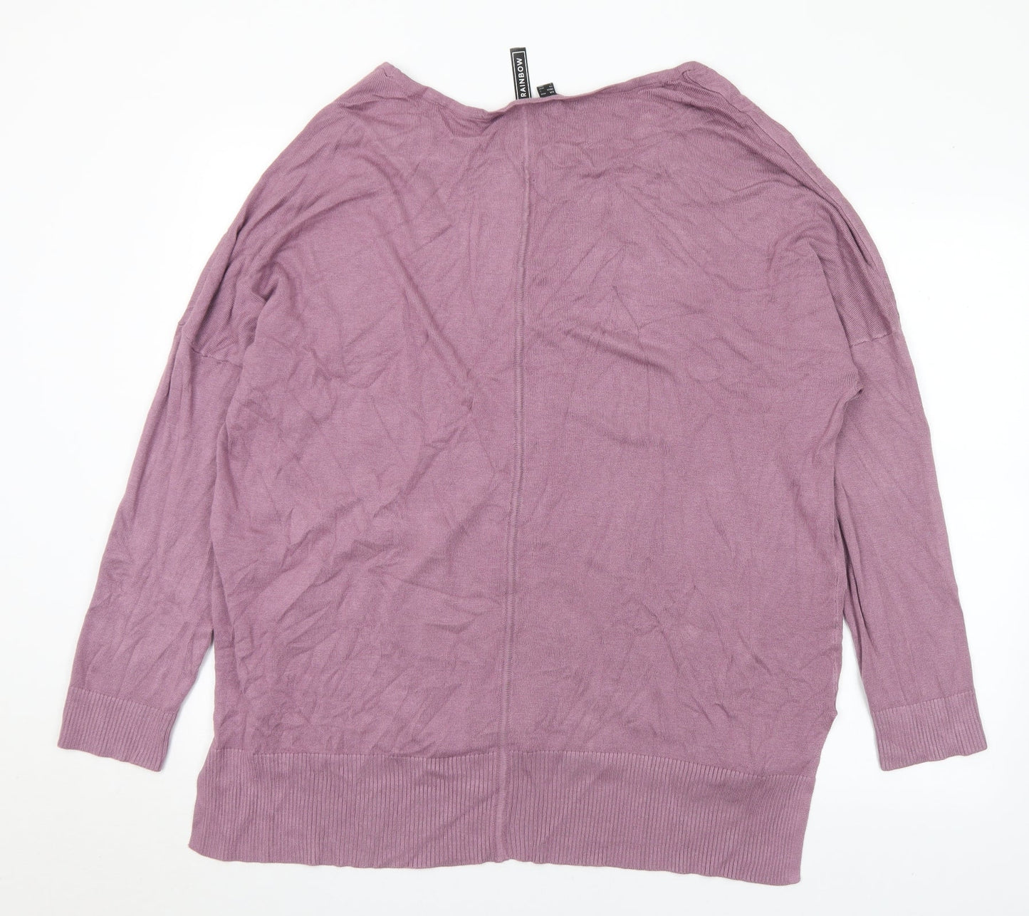Rainbow Womens Purple Round Neck Viscose Pullover Jumper Size L