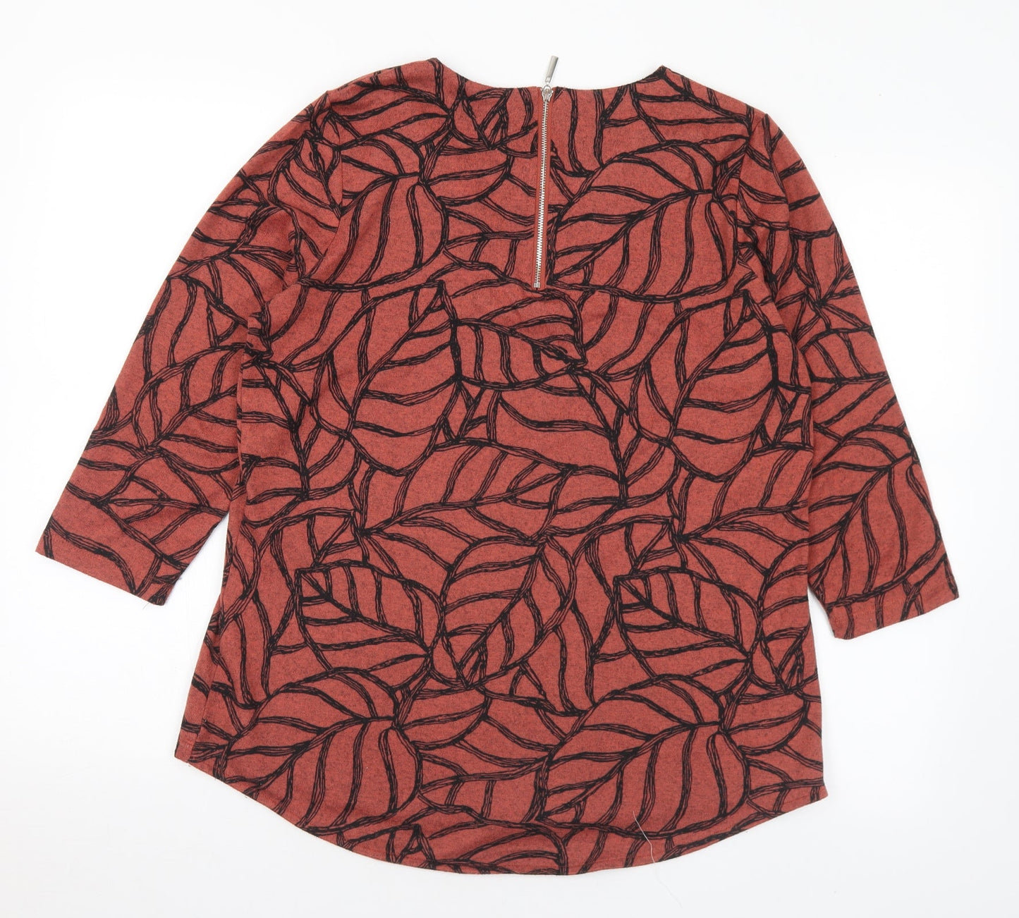 Viz A Viz Womens Brown Round Neck Geometric Polyester Pullover Jumper Size 14 - 14-16