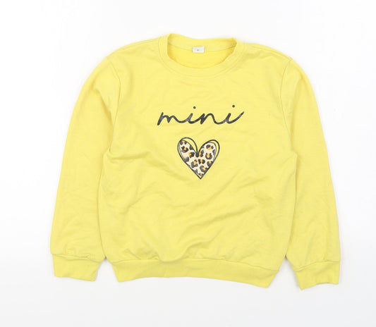 SheIn Girls Yellow Viscose Pullover Sweatshirt Size 8-9 Years Pullover