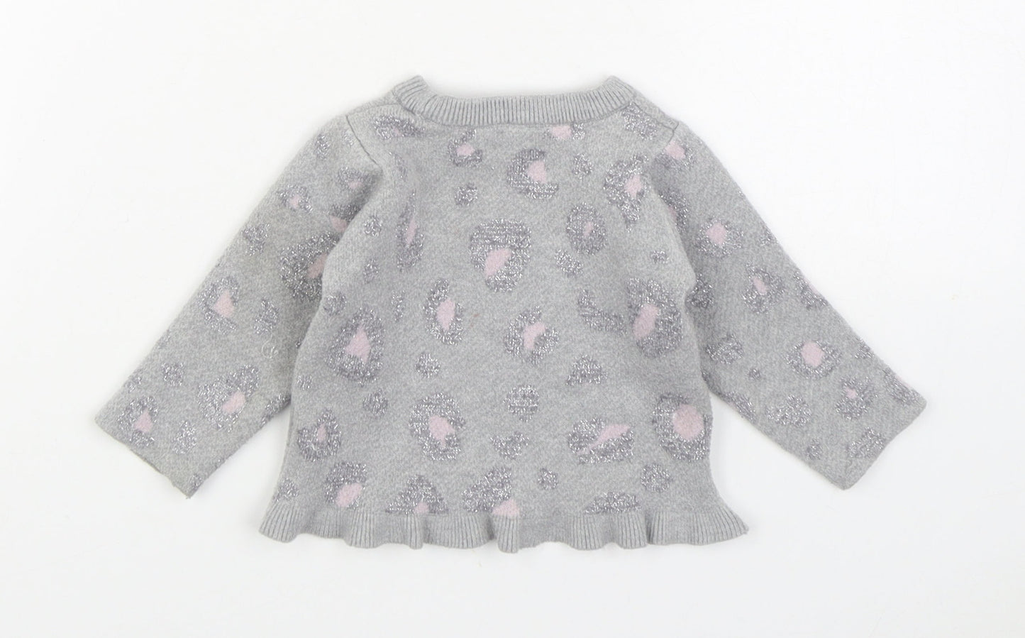 Dunnes Stores Girls Grey Geometric Viscose Pullover Jumper Size 3-6 Months Pullover