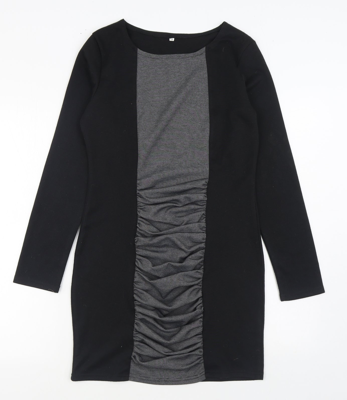 Preworn Womens Black Polyester Bodycon Size M Boat Neck Pullover