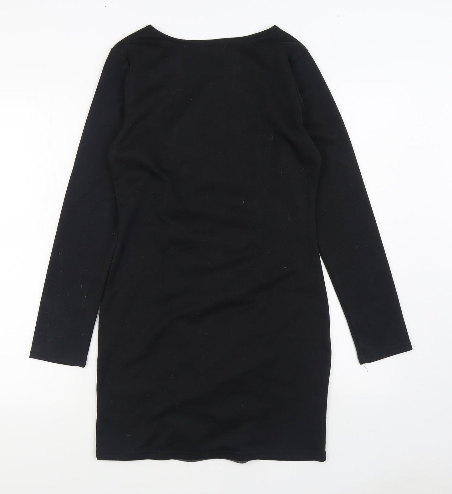 Preworn Womens Black Polyester Bodycon Size M Boat Neck Pullover