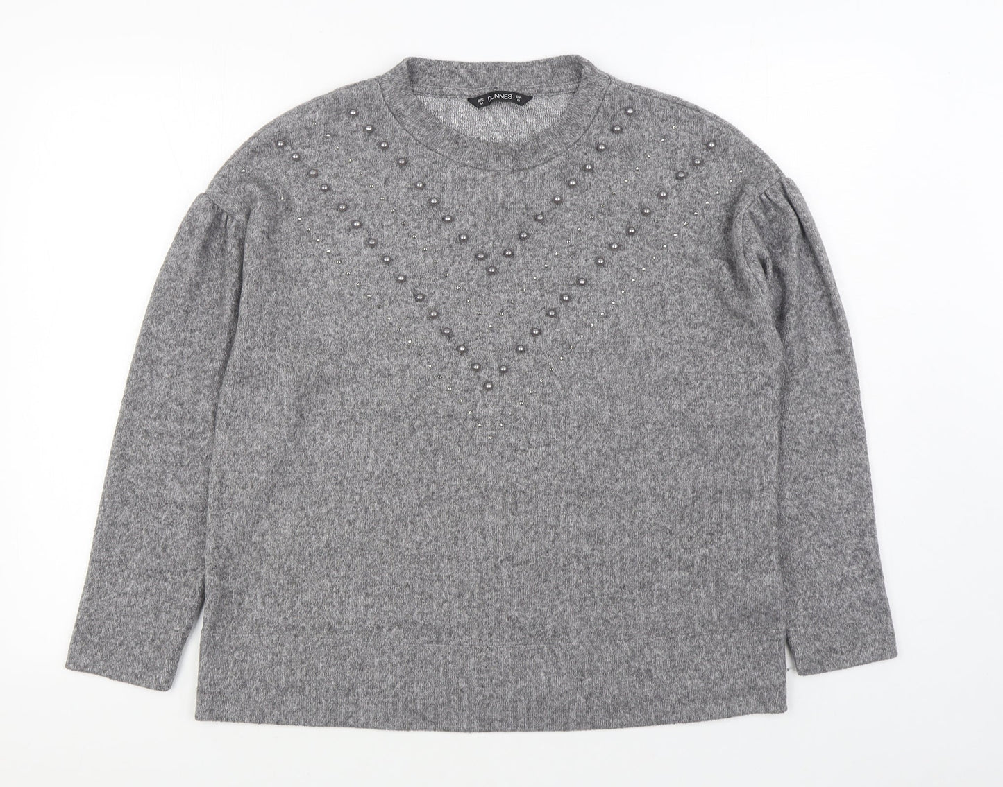Dunnes Stores Womens Grey Round Neck Polyester Pullover Jumper Size M