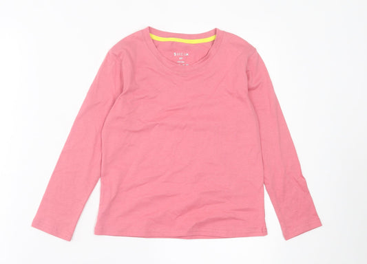 SheIn Girls Pink Cotton Basic Casual Size 8 Years Crew Neck Pullover