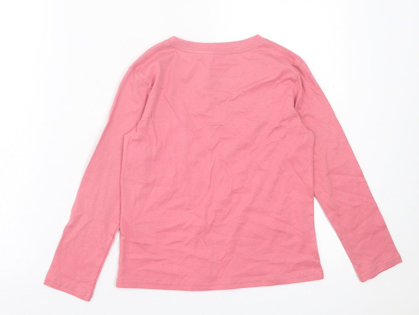 SheIn Girls Pink Cotton Basic Casual Size 8 Years Crew Neck Pullover