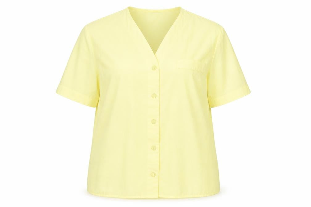 ST BENARD Womens Yellow Polyester Basic Button-Up Size 16 V-Neck