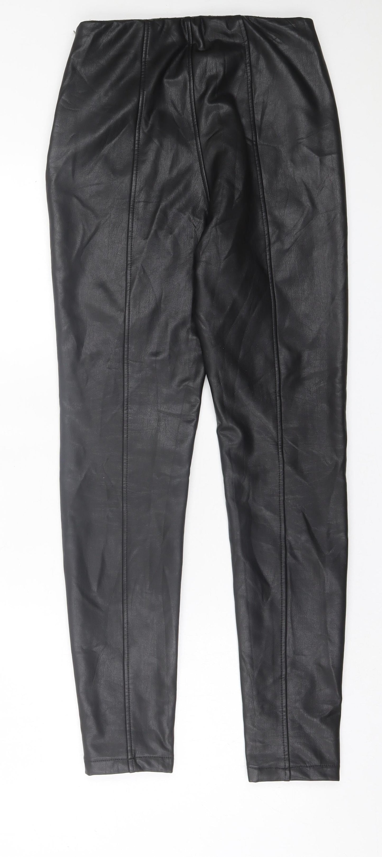 New Look Womens Black Polyurethane Capri Trousers Size 10 L28 in Regular Zip