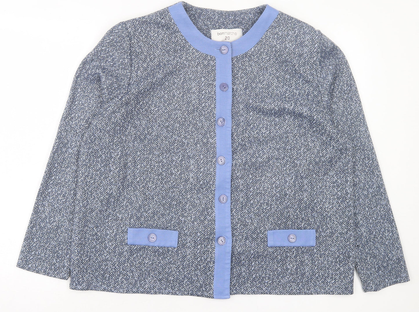 bonmarch Womens Blue Geometric Jacket Size 20 Button