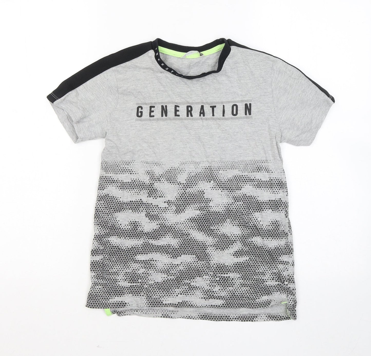 Pep&Co Boys Grey Cotton Basic T-Shirt Size 10-11 Years Round Neck - gENERATION