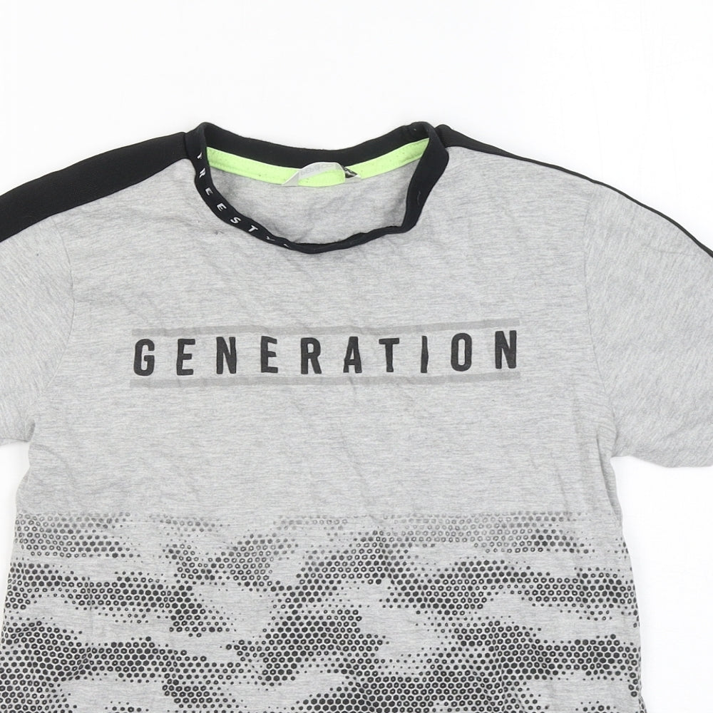 Pep&Co Boys Grey Cotton Basic T-Shirt Size 10-11 Years Round Neck - gENERATION