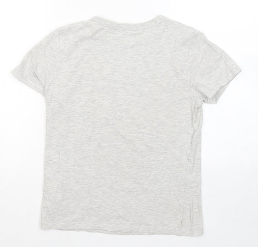 H&M Boys Grey Cotton Basic T-Shirt Size 8-9 Years Round Neck - Shark Alley Swim Team