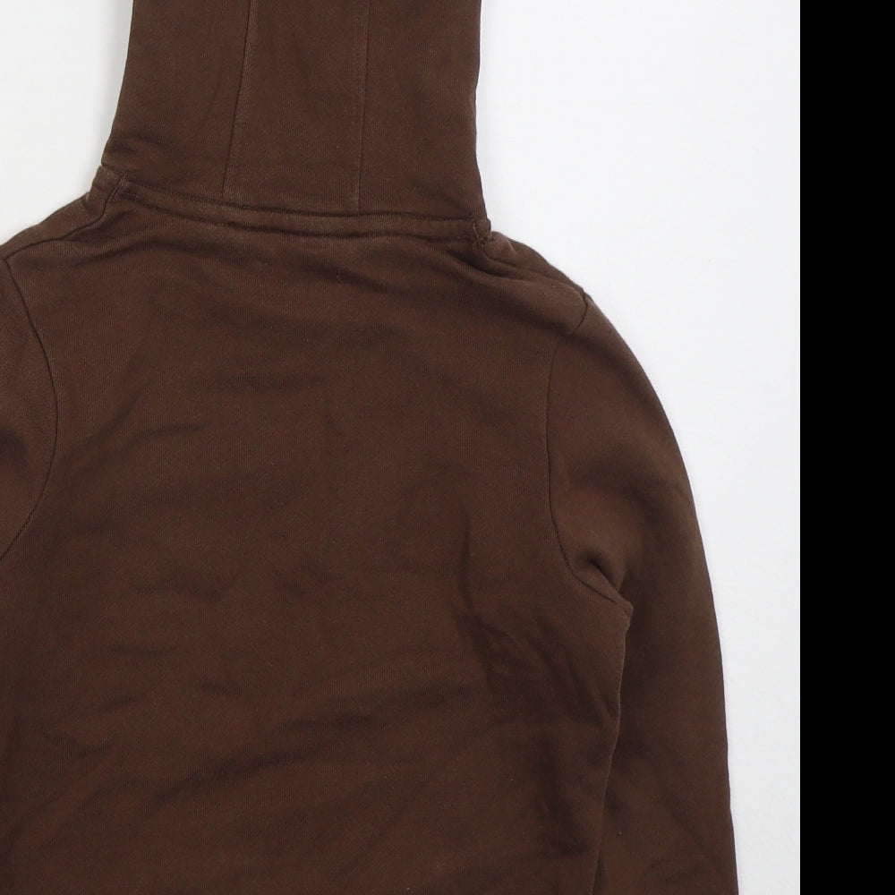 Marks and Spencer Boys Brown Cotton Pullover Hoodie Size 7-8 Years Pullover - Parks Dept