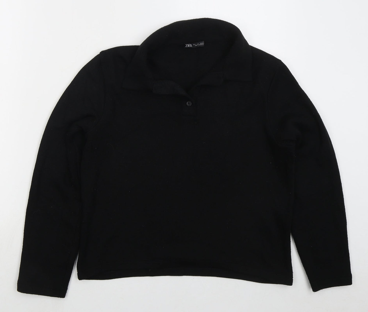 Zara Womens Black Collared Viscose Pullover Jumper Size L