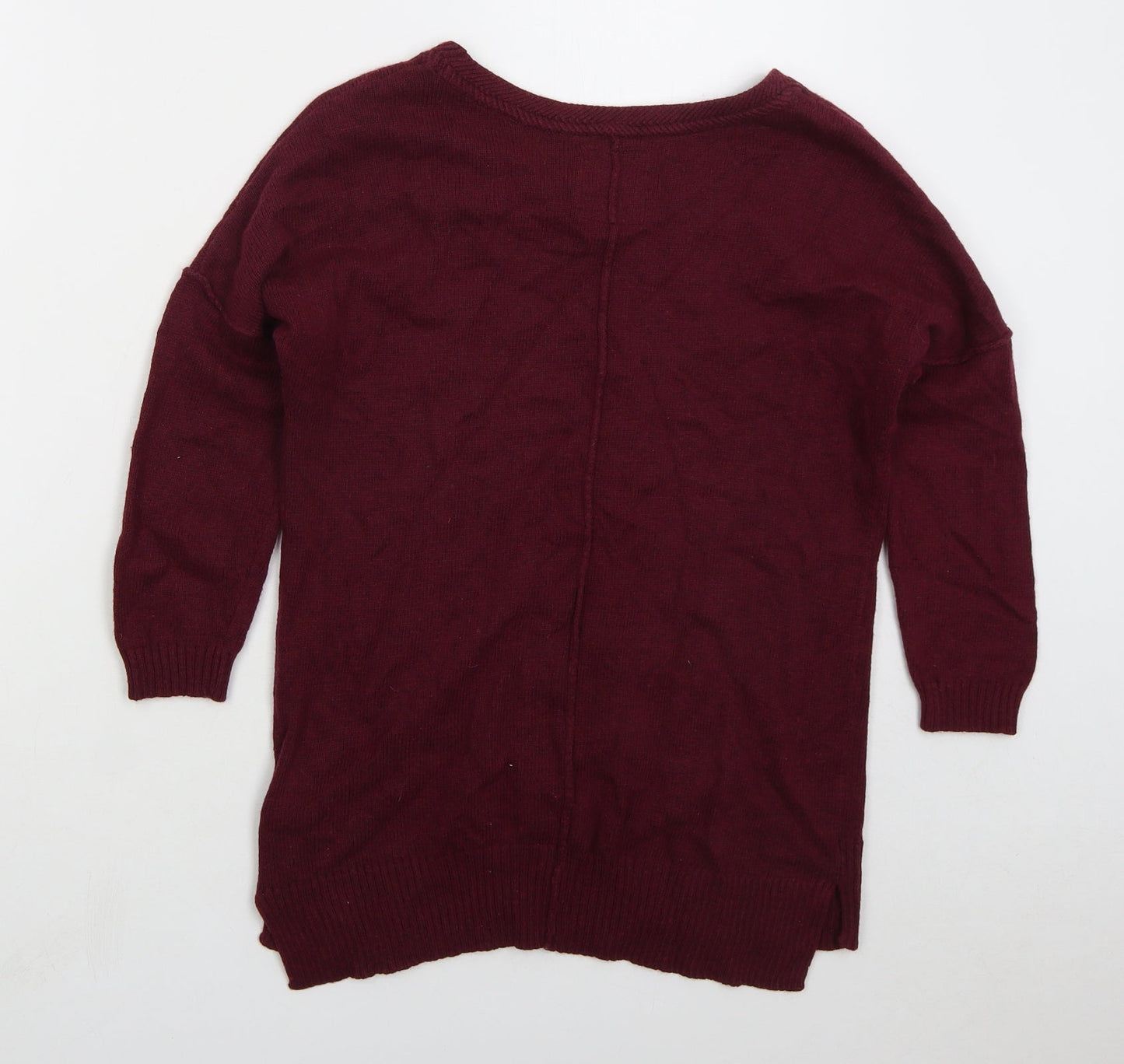 H&M Womens Red Round Neck Cotton Pullover Jumper Size XS