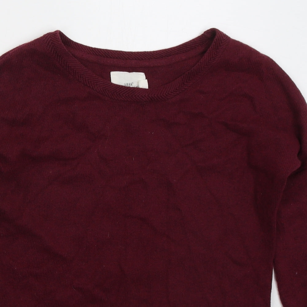 H&M Womens Red Round Neck Cotton Pullover Jumper Size XS
