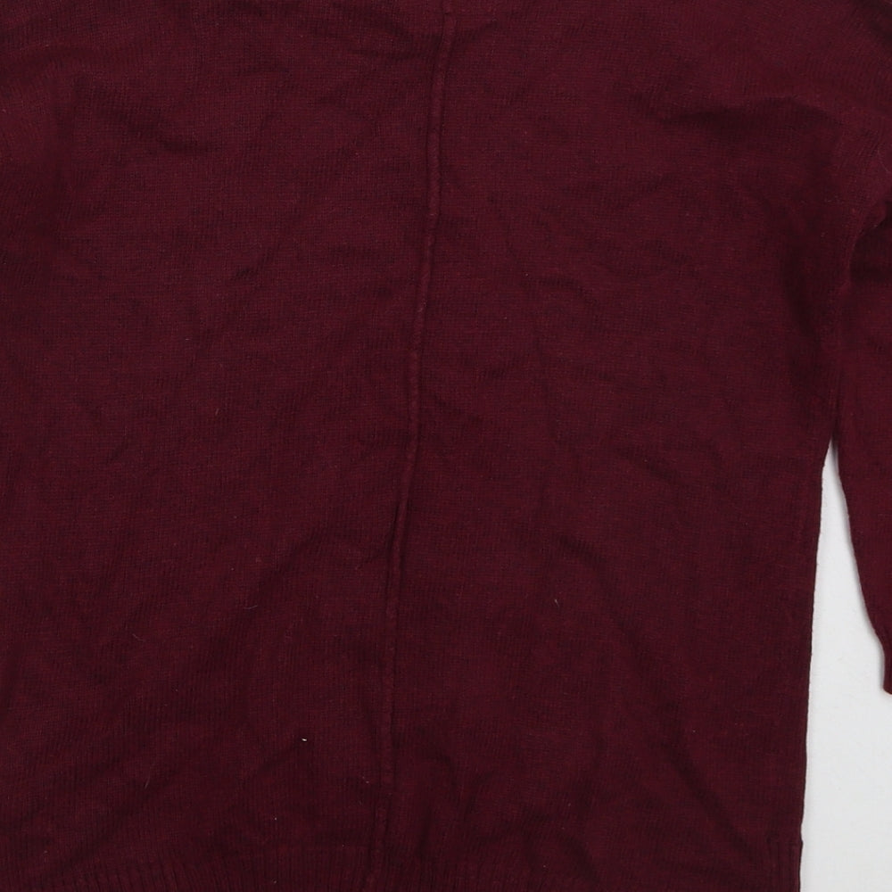 H&M Womens Red Round Neck Cotton Pullover Jumper Size XS