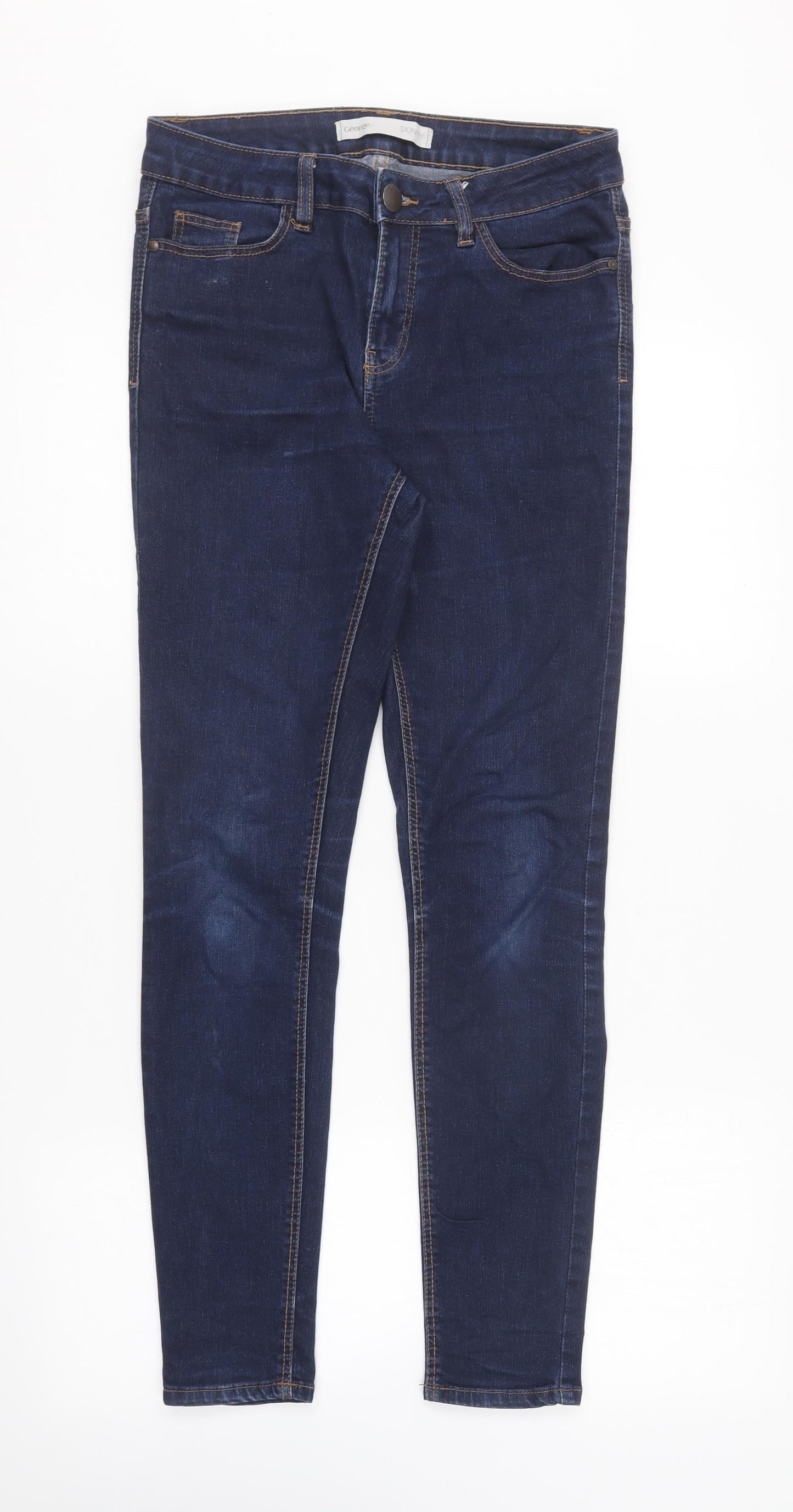George Womens Blue Cotton Skinny Jeans Size 10 L27 in Regular