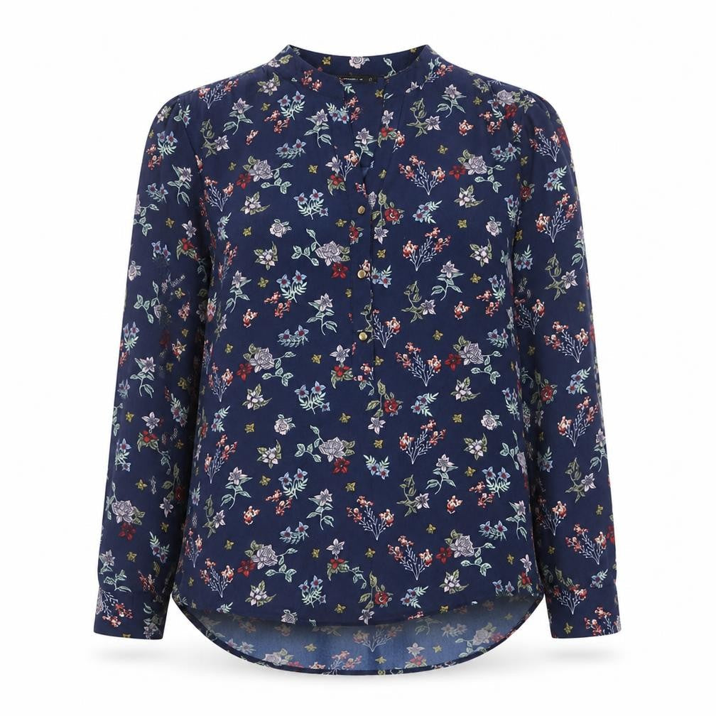 Full Circle Womens Multicoloured Floral Polyester Basic Blouse Size 10 V-Neck