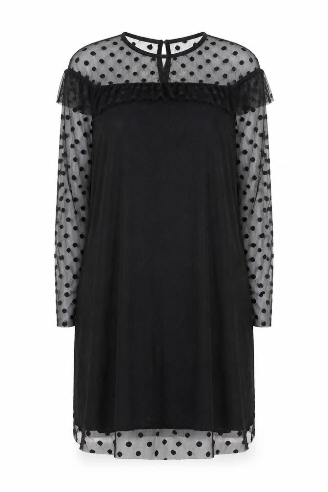 Missi London Womens Black Polka Dot Polyester Shift Size 12 Round Neck
