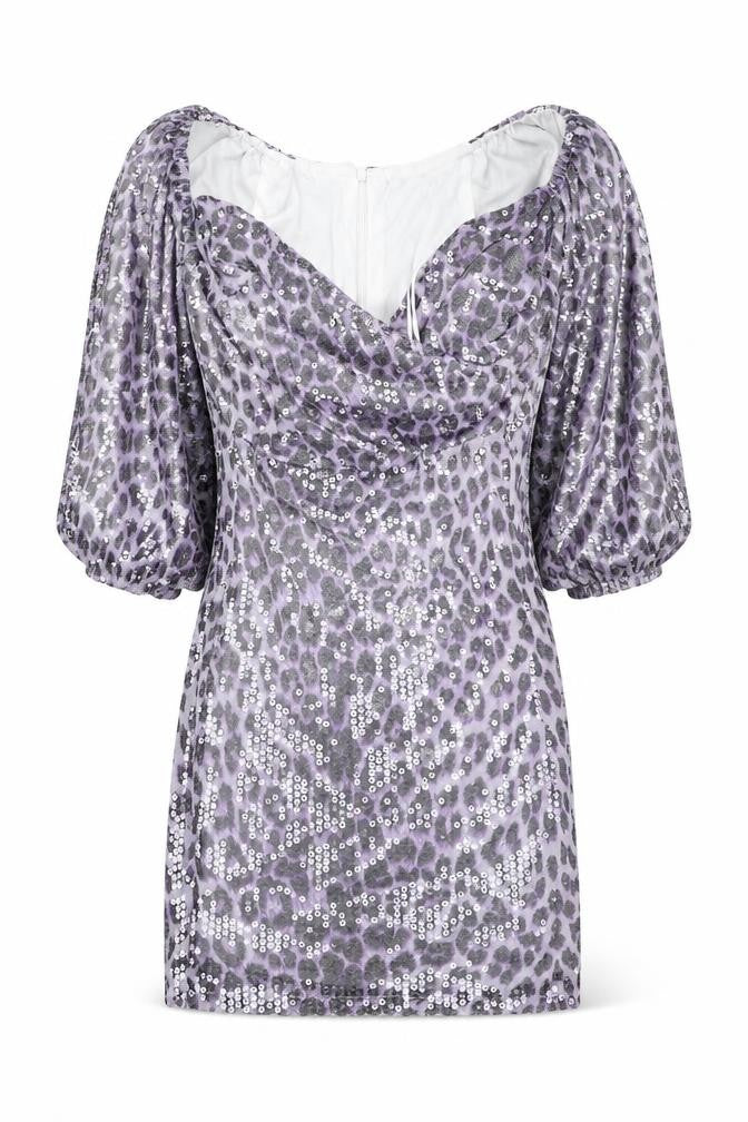 In the Style Womens Purple Geometric Polyester Pencil Dress Size 8 Off the Shoulder