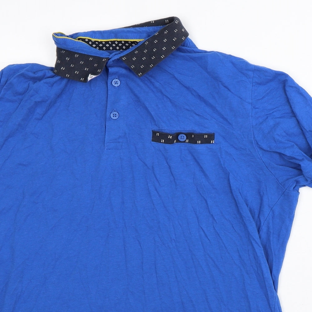 Easy Womens Blue 100% Cotton Basic Polo Size L Collared