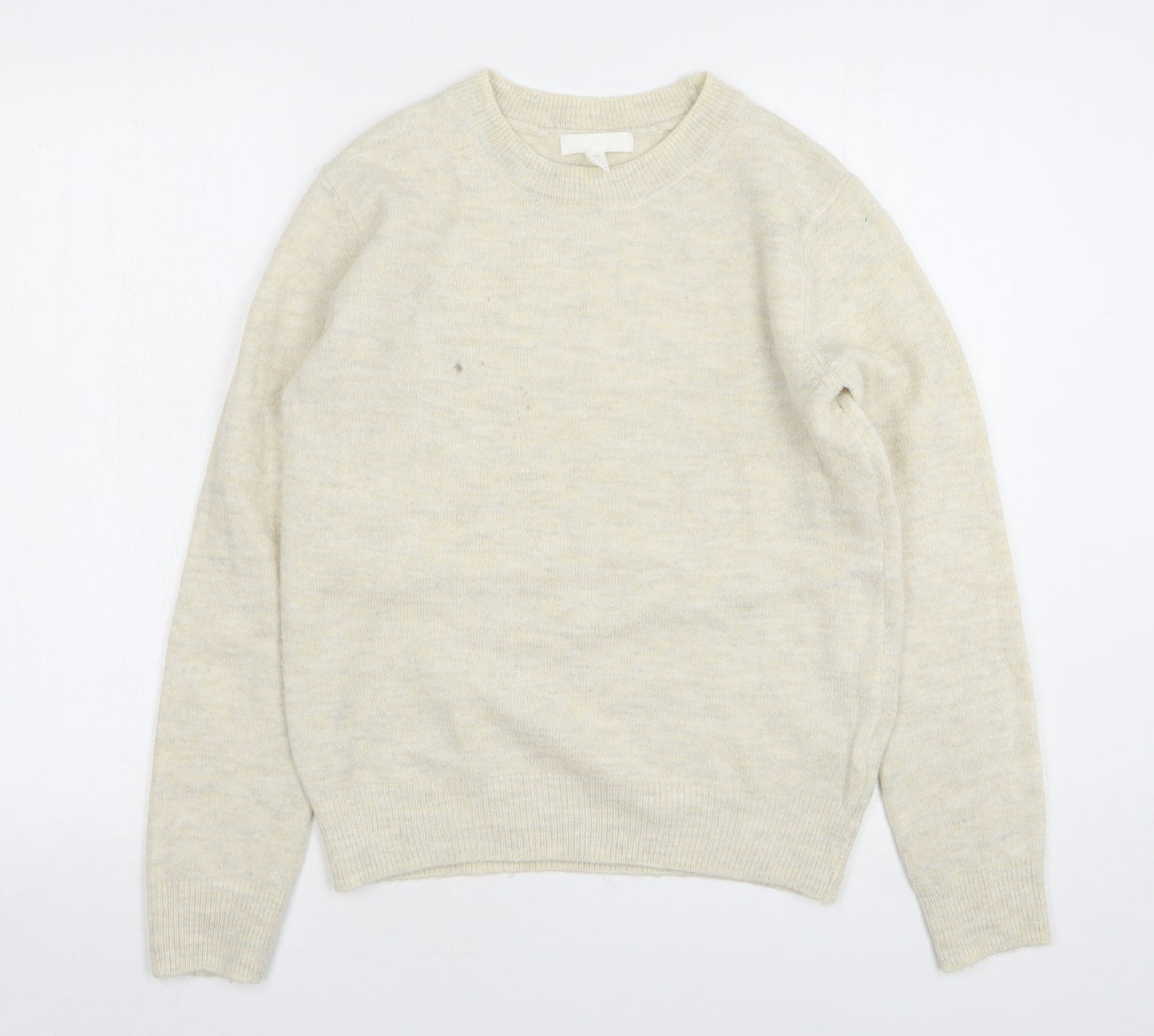 H&M Womens Beige Round Neck Acrylic Pullover Jumper Size S