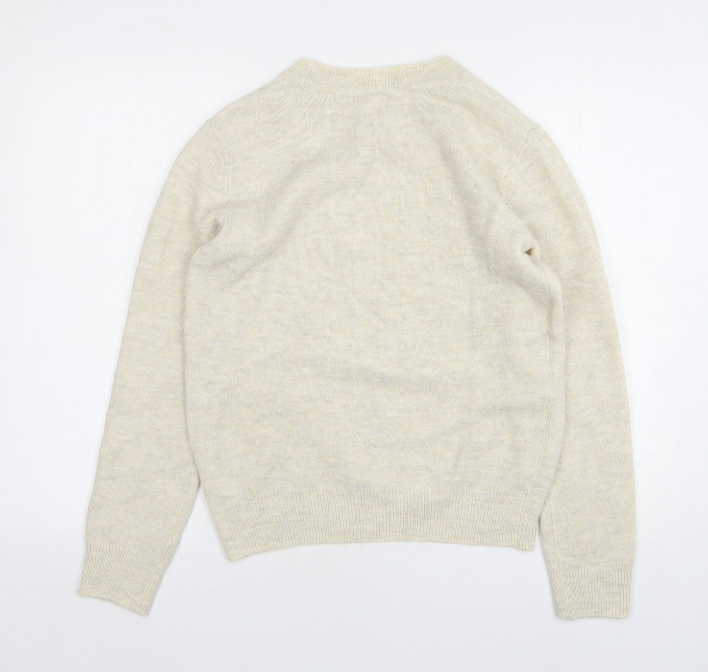 H&M Womens Beige Round Neck Acrylic Pullover Jumper Size S