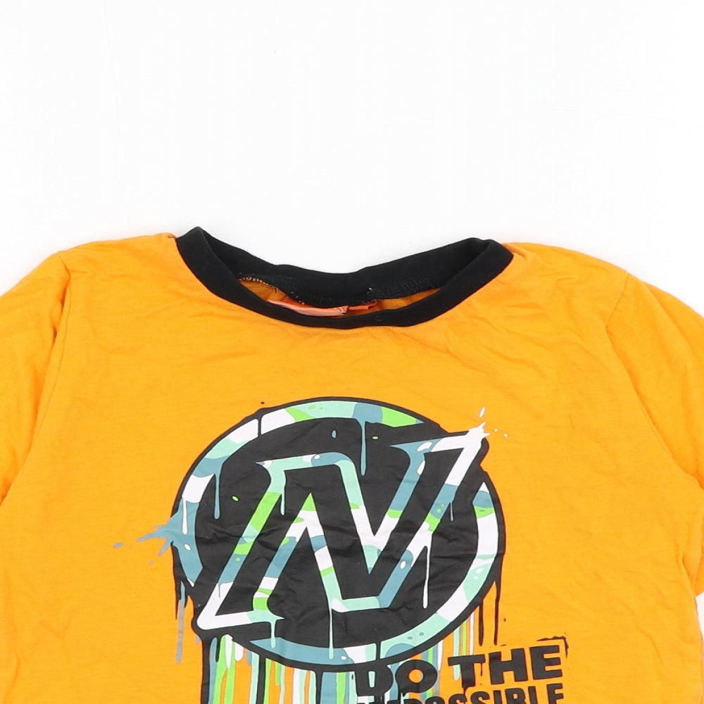 NERF Boys Orange Cotton Basic T-Shirt Size 5-6 Years Round Neck Pullover